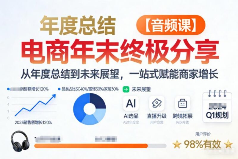 电商年未终极分享,从年度总结到未来展望,一站式赋能商家增长【音频课】-三零资源