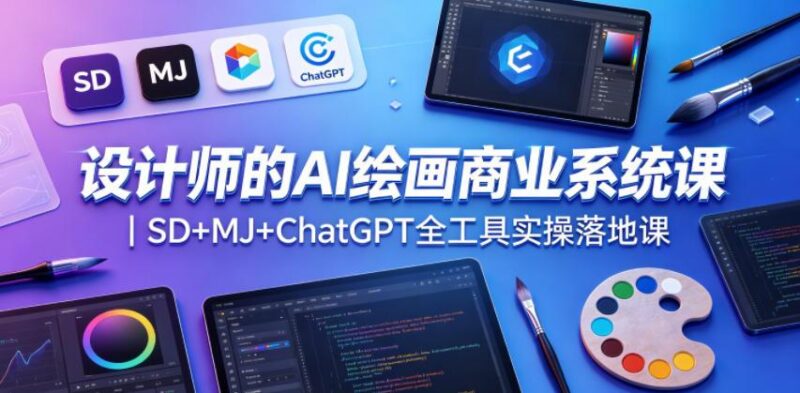 设计师的AI绘画商业系统课|SD+MJ+ChatGPT全工具实操落地课-三零资源