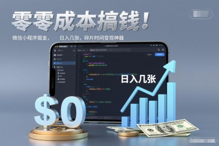零成本搞钱,微信小程序掘金,简单易操作,日入几张,碎片时间变现神器【揭秘】-三零资源