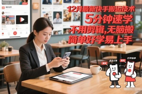 12月最新快手搬运技术，5分钟速学，不用剪辑无脑搬，简单好学易上手-三零资源