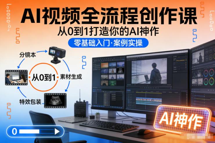AI视频全流程创作课，从0到1打造你的AI神作-三零资源