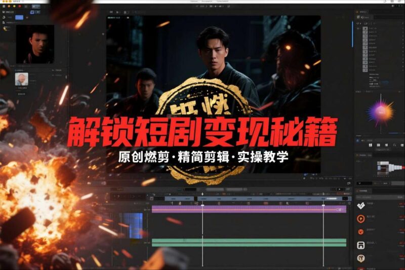 短剧拉新之原创燃剪精简剪辑实操课,解锁短剧变现秘籍-三零资源