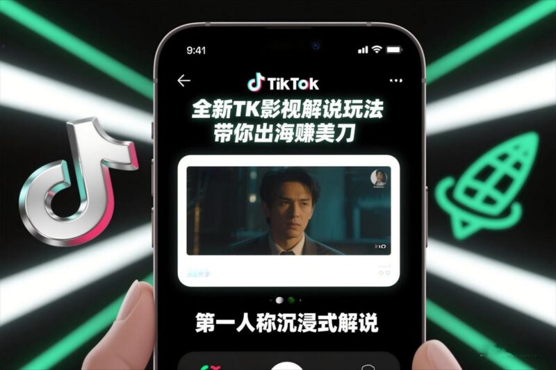 TikTok第一人称影视解说教学，全新TK影视解说玩法，带你出海賺美刀-三零资源