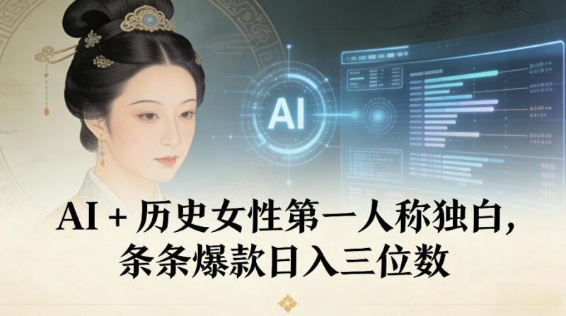 AI+历史女性第一人称独白,条条爆款日入三位数-三零资源