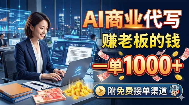 AI商业代写,赚老板的钱,一单1000+,附免费接单渠道-三零资源