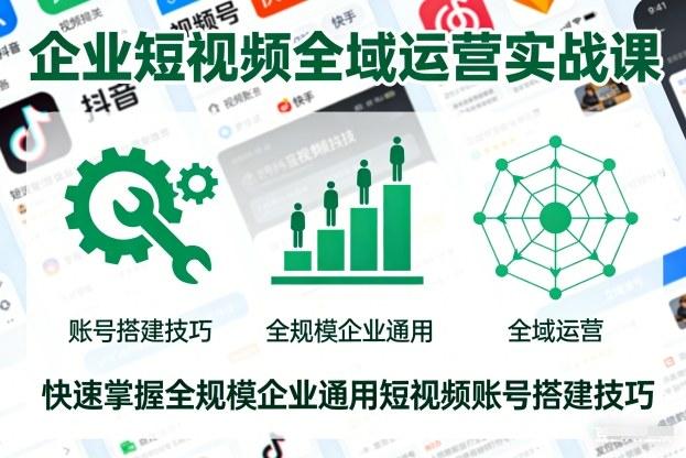 企业短视频全域运营实战课,快速掌握全规模企业通用短视频账号搭建技巧-三零资源