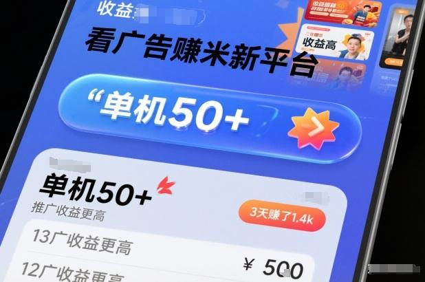 看广告賺米新平台,收益高,单机50+,推广收益更高,3天賺了1.4k【揭秘】-三零资源