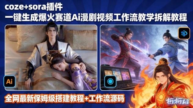 SORA2一键生成AI漫剧视频coze工作流搭建教程,小白轻松入局漫剧圈-三零资源