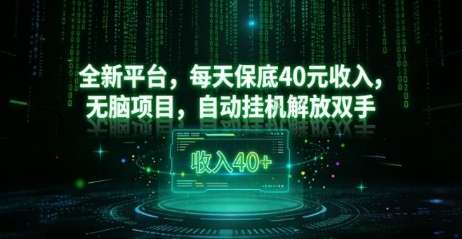 全新平台，每天保底40米收入，无脑项目，自动挂G解放双手【揭秘】-三零资源