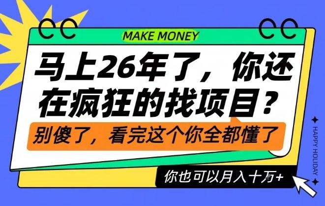 26年了,不要再疯狂的找项目了,看完这个你也可以月入十个W【揭秘】-三零资源