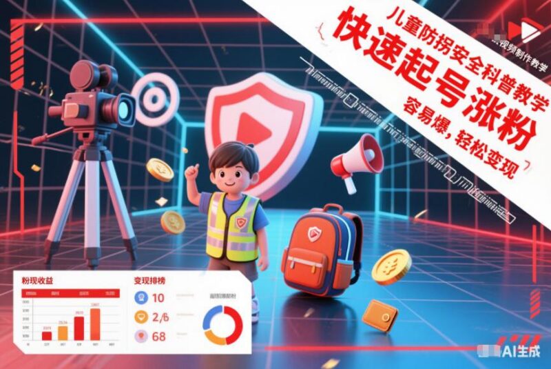 儿童防拐安全科普知识视频制作教学，快速起号涨粉，容易爆，轻松变现-三零资源