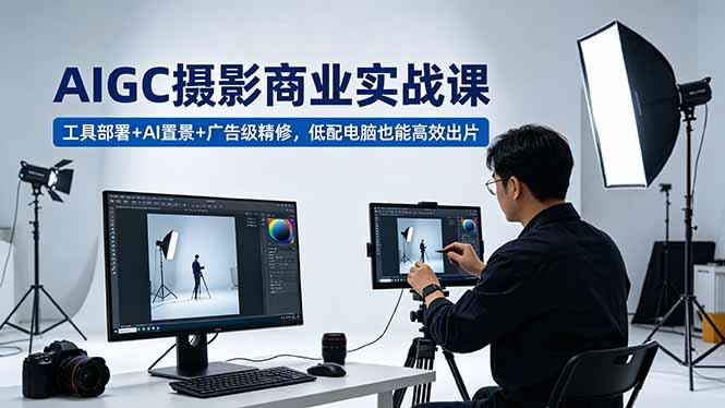 AIGC 摄影商业实战课,工具部署+AI置景+广告级精修,低配电脑也能高效出片-三零资源