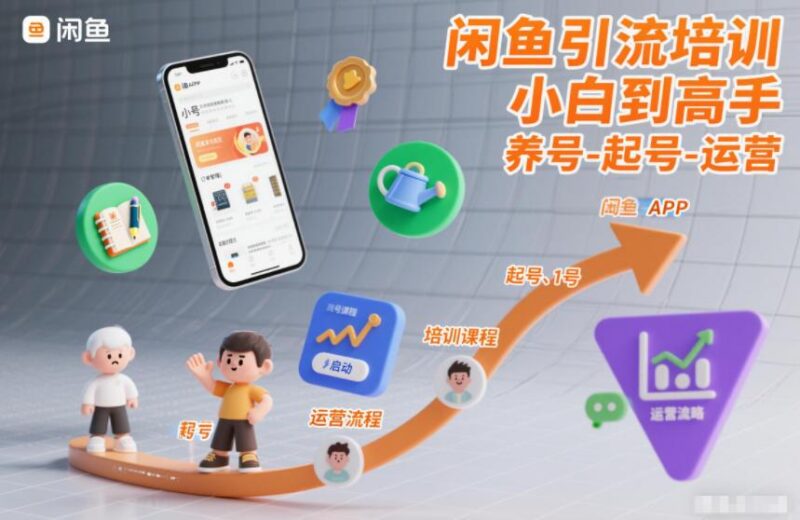 闲鱼引流培训,小白到高手,养号-起号-运营-三零资源