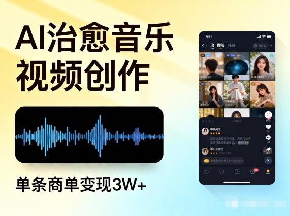AI做治愈音乐视频,多平台投稿,单条商单变现3W+-三零资源
