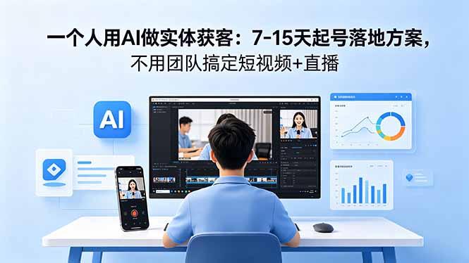 一个人用AI做实体获客：7-15天起号落地方案，不用团队搞定短视频+直播-三零资源