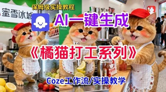 Coze扣子工作流一键生成胖橘猫打工短视频，保姆级实操搭建教学-三零资源