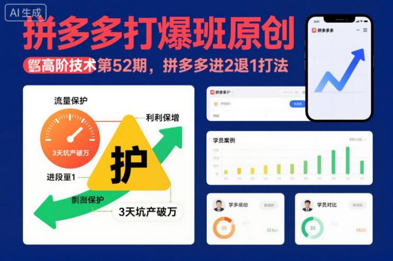 拼多多打爆班原创高阶技术第52期,拼多多进2退1打法-三零资源
