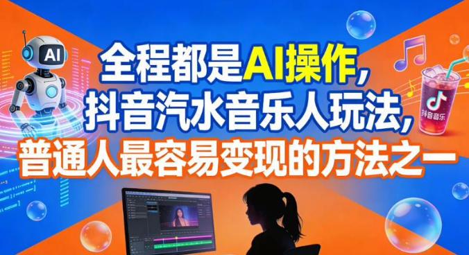 全程都是AI操作,抖音汽水音乐人玩法,普通人最容易变现的方法之一-三零资源