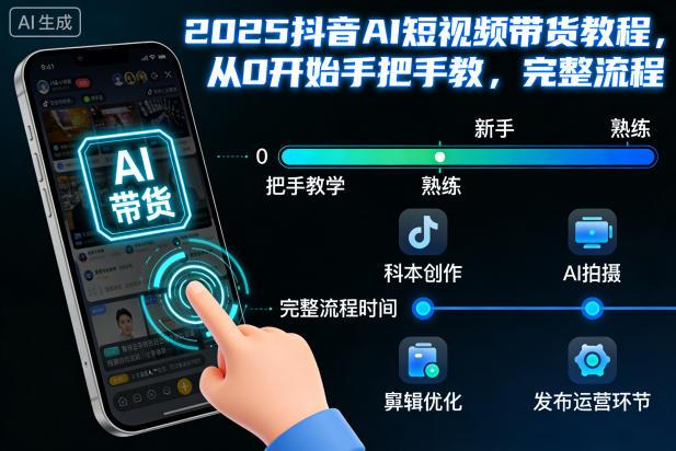 2025抖音AI短视频带货教程,从0开始手把手教,完整流程-三零资源