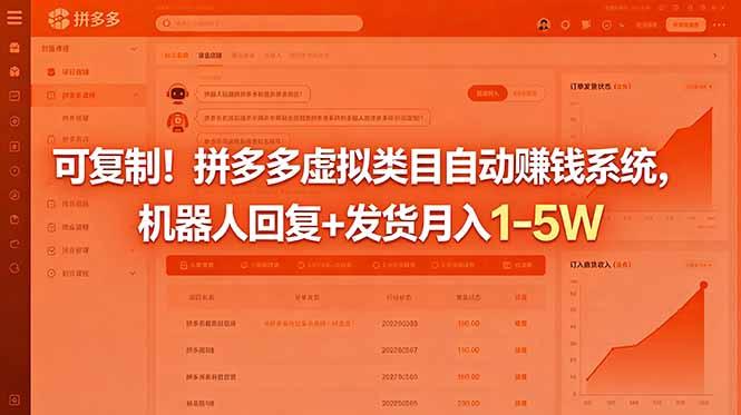 可复制!拼多多虚拟类目自动赚钱系统,机器人回复+发货月入 1-5W-三零资源
