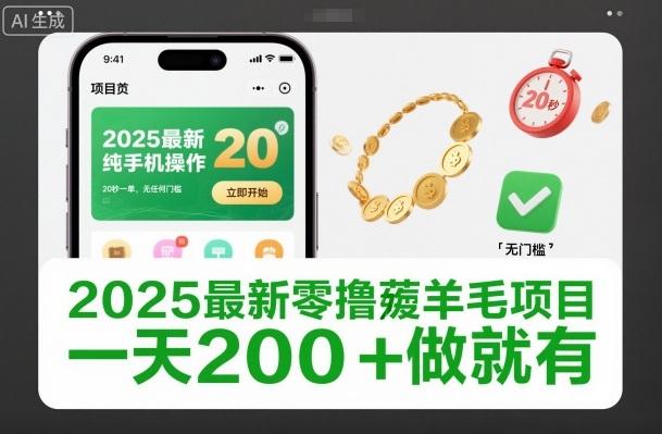2025最新零撸薅羊毛项目,纯手机操作,20秒一单,无任何门槛,一天200+做就有【揭秘】-三零资源