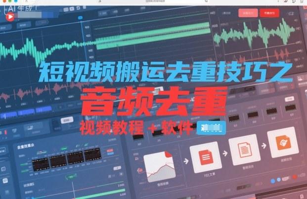 短视频搬运去重技巧之音频去重，视频教程+软件-三零资源