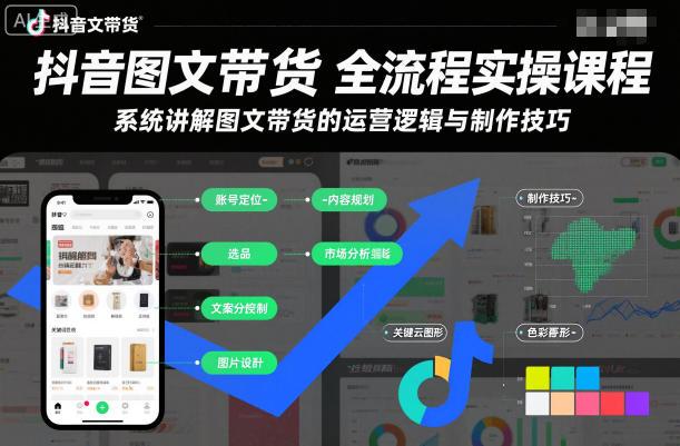 抖音图文带货全流程实操课程,系统讲解图文带货的运营逻辑与制作技巧-三零资源