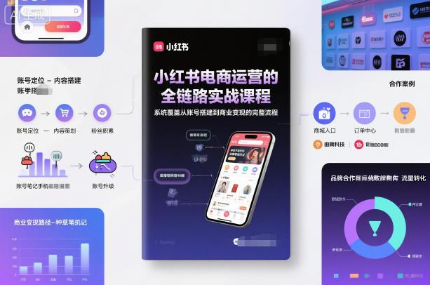 小红书电商运营的全链路实战课程,系统覆盖从账号搭建到商业变现的完整流程-三零资源