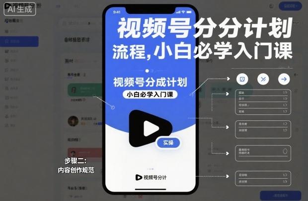 视频号分成计划实操流程,小白必学入门课-三零资源