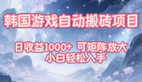 韩国游戏自动搬砖项目,日收益1k+,可矩阵放大,小白轻松入手【揭秘】-三零资源