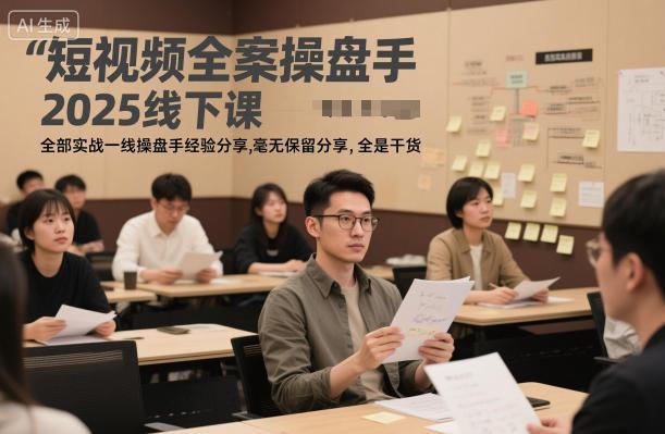 短视频全案操盘手2025线下课,全部实战一线操盘手经验分享,毫无保留分享,全是干货-三零资源