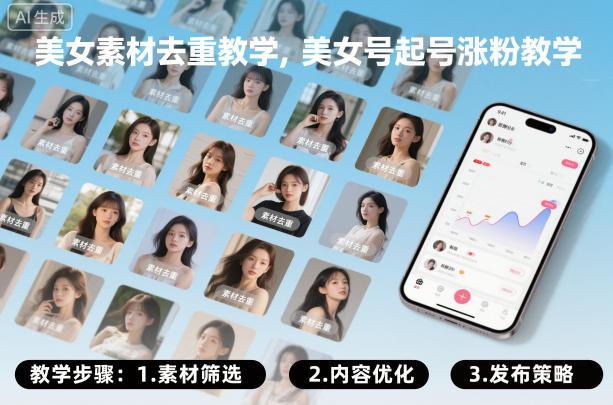 美女素材去重教学,美女号起号涨粉教学-三零资源