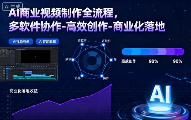 AI商业视频制作全流程,多软件协作-高效创作-商业化落地-三零资源