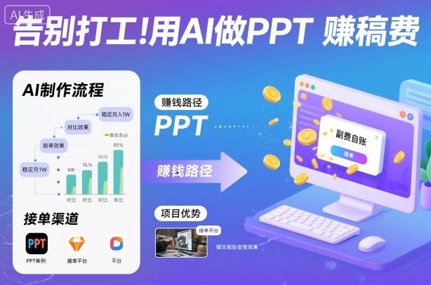 告别打工!用AI做PPT賺稿费,稳定月入1W,提供接单渠道-三零资源