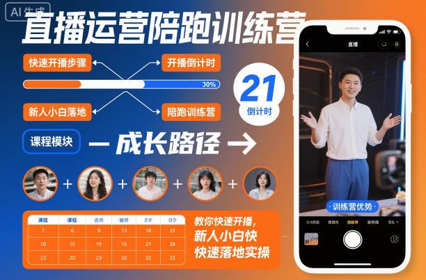 直播运营陪跑训练营,教你快速开播,新人小白快速落地实操-三零资源