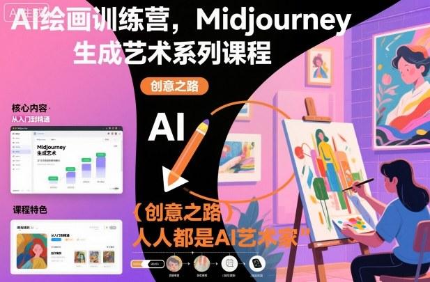 AI绘画训练营,Midjourney生成艺术系列课程,人人都是AI艺术家-三零资源