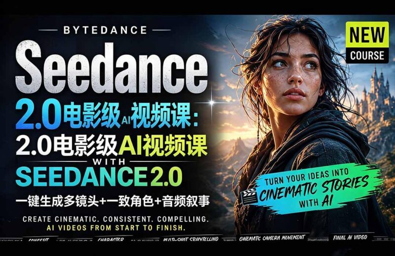Seedance 2.0电影级AI视频课：一键生成多镜头+一致角色+音频叙事-三零资源