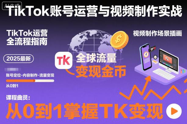 2025最新TikTok账号运营与视频制作实战全流程,从0到1掌握TK变现(含11月最新TK搬运技术)-三零资源