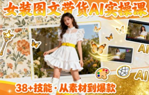 女装图文带货的AI实操课,覆盖38个实用技能,快速提升素材制作效率-三零资源