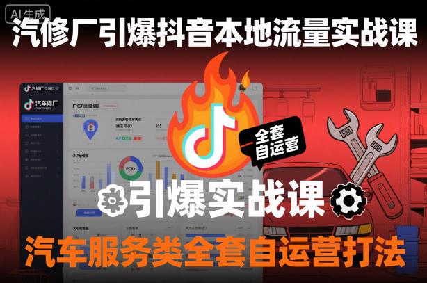 汽修厂引爆抖音本地流量实战课,汽车服务类全套自运营打法-三零资源