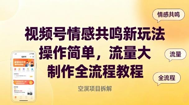 视频号情感共鸣新玩法,操作简单,流量大,制作全流程教程-三零资源