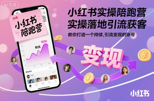 小红书实操陪跑营,实操落地引流获客,教你打造一个持续引流变现的账号-三零资源