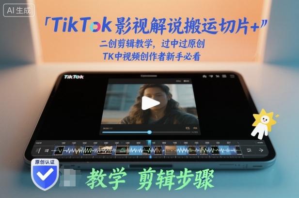 TikTok影视解说搬运切片+二创剪辑教学，过中过原创，TK中视频创作者新手必看-三零资源