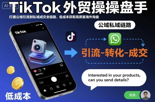 TikTok外贸操盘手，打通公域引流到私域成交全链路，低成本获取高质量海外询盘-三零资源