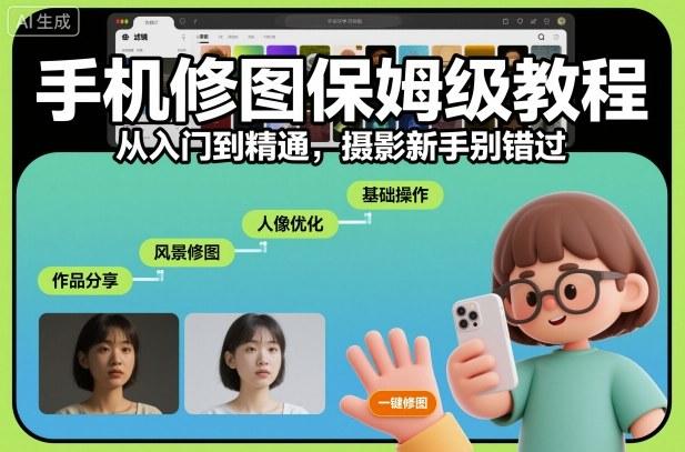 手机修图保姆级教程,从入门到精通,摄影新手别错过-三零资源