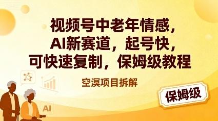视频号中老年情感,AI新赛道,起号快,可快速复制,保姆级教程-三零资源