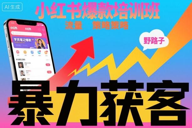 小红书爆款培训班,小红书获客野路子流量打法,暴力持续获客-三零资源
