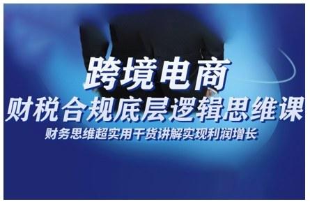 跨境电商财稅合规底层逻辑思维课，财务思维超实用于货讲解实现利润增长-三零资源