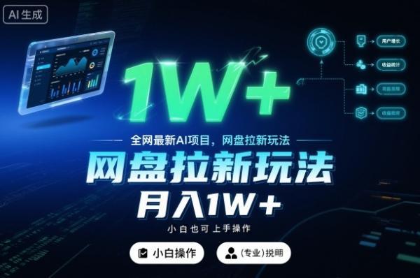 全网最新AI项目，网盘拉新玩法，小白也可上手操作，月入1W+【揭秘】-三零资源