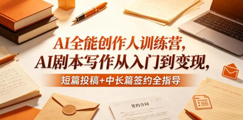 AI全能创作人训练营,AI剧本写作从入门到变现,短篇投稿+中长篇签约全指导-三零资源